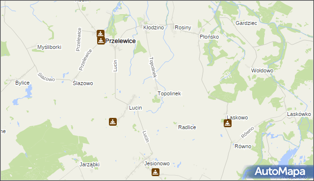 mapa Topolinek gmina Przelewice, Topolinek gmina Przelewice na mapie Targeo