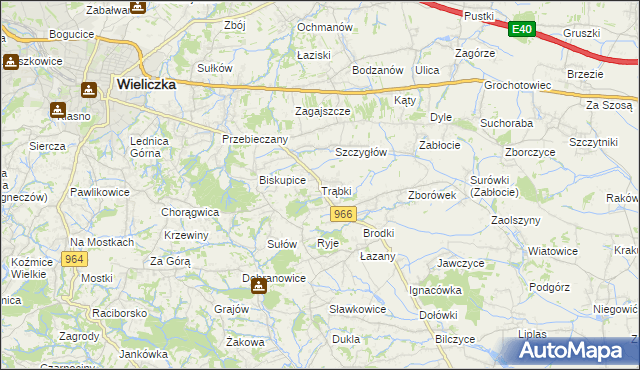 mapa Trąbki gmina Biskupice, Trąbki gmina Biskupice na mapie Targeo