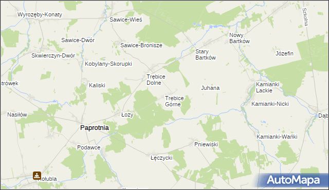 mapa Trębice Górne, Trębice Górne na mapie Targeo