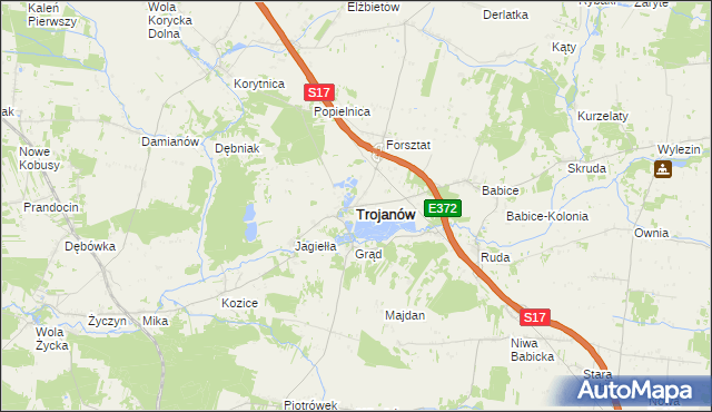 mapa Trojanów powiat garwoliński, Trojanów powiat garwoliński na mapie Targeo