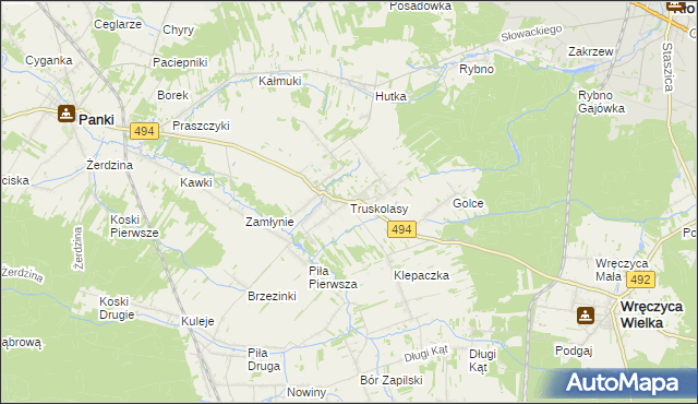 mapa Truskolasy gmina Wręczyca Wielka, Truskolasy gmina Wręczyca Wielka na mapie Targeo