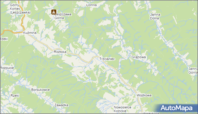 mapa Trzcianiec, Trzcianiec na mapie Targeo