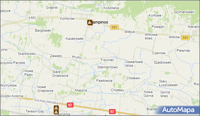 mapa Trzciniec gmina Leszno, Trzciniec gmina Leszno na mapie Targeo