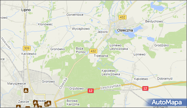 mapa Trzebania, Trzebania na mapie Targeo