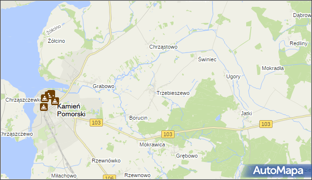 mapa Trzebieszewo, Trzebieszewo na mapie Targeo