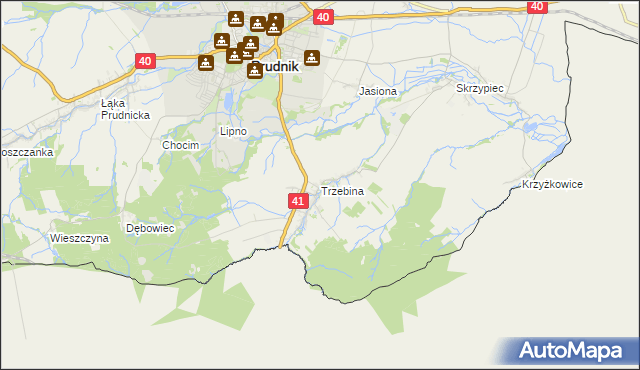 mapa Trzebina gmina Lubrza, Trzebina gmina Lubrza na mapie Targeo