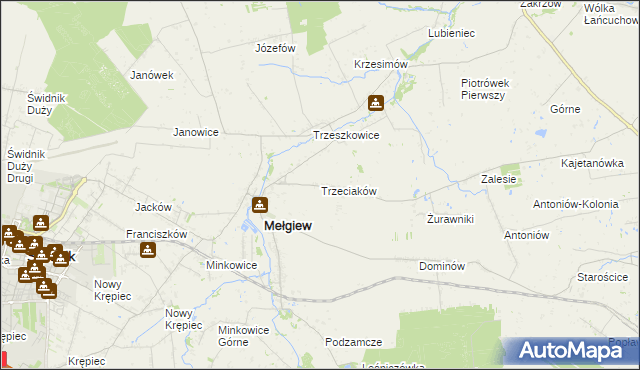 mapa Trzeciaków, Trzeciaków na mapie Targeo