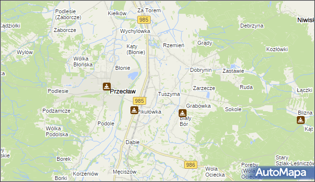 mapa Tuszyma, Tuszyma na mapie Targeo