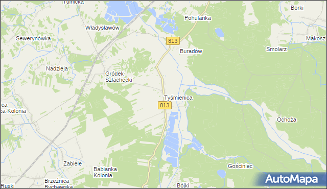 mapa Tyśmienica, Tyśmienica na mapie Targeo