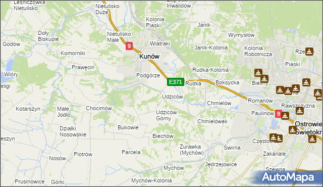 mapa Udziców, Udziców na mapie Targeo