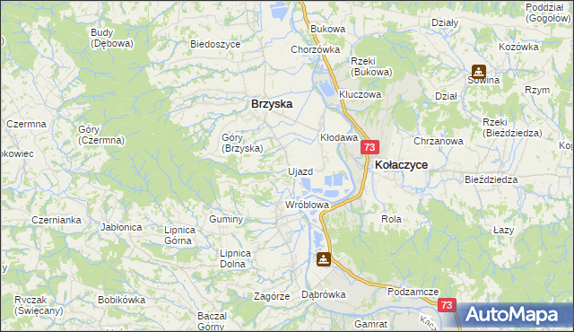 mapa Ujazd gmina Brzyska, Ujazd gmina Brzyska na mapie Targeo