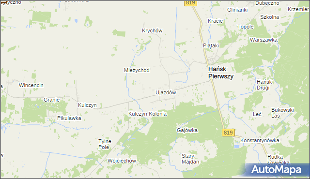 mapa Ujazdów gmina Hańsk, Ujazdów gmina Hańsk na mapie Targeo