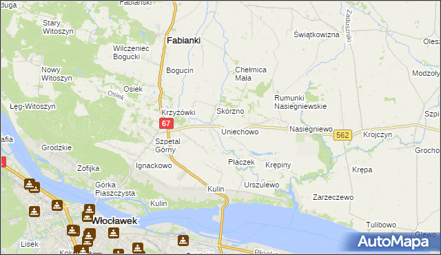 mapa Uniechowo, Uniechowo na mapie Targeo