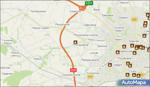 mapa Uniszowice, Uniszowice na mapie Targeo