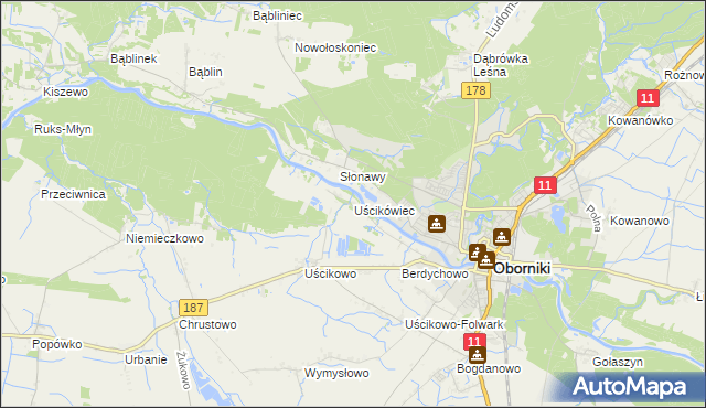 mapa Uścikówiec, Uścikówiec na mapie Targeo