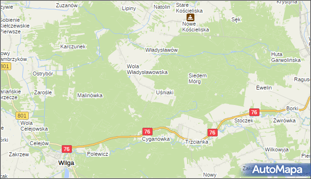 mapa Uśniaki, Uśniaki na mapie Targeo