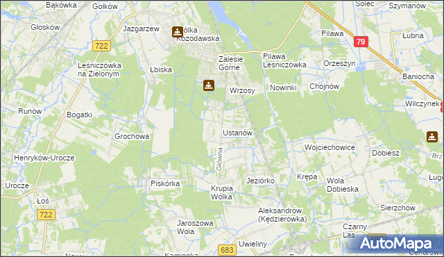 mapa Ustanów, Ustanów na mapie Targeo