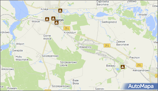 mapa Wapienno, Wapienno na mapie Targeo