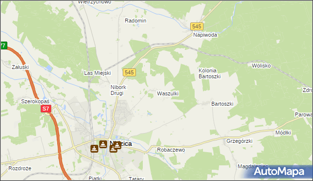 mapa Waszulki, Waszulki na mapie Targeo