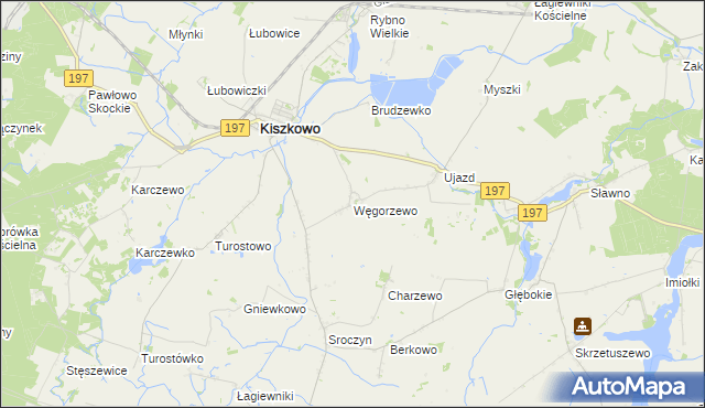 mapa Węgorzewo gmina Kiszkowo, Węgorzewo gmina Kiszkowo na mapie Targeo