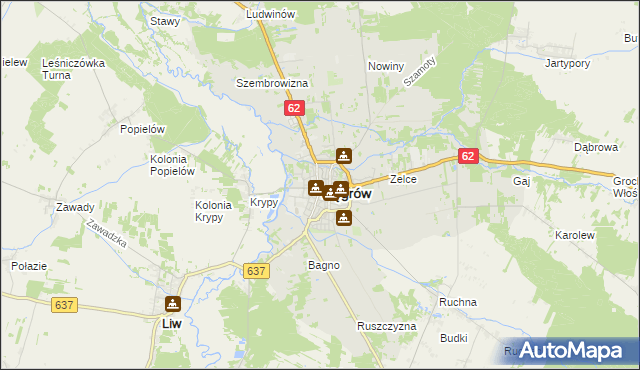 mapa Węgrów, Węgrów na mapie Targeo
