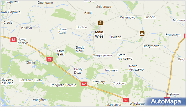 mapa Węgrzynowo gmina Mała Wieś, Węgrzynowo gmina Mała Wieś na mapie Targeo