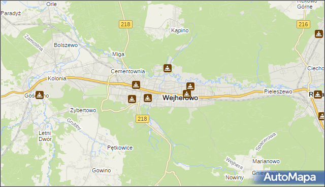 mapa Wejherowo, Wejherowo na mapie Targeo