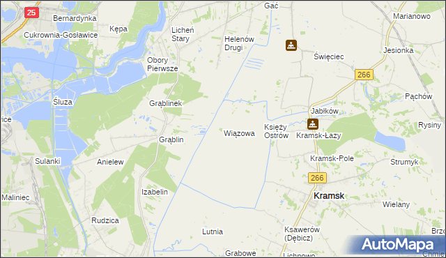 mapa Wiązowa gmina Kramsk, Wiązowa gmina Kramsk na mapie Targeo