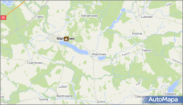 mapa Wiechowo, Wiechowo na mapie Targeo