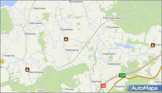 mapa Wiekowo gmina Darłowo, Wiekowo gmina Darłowo na mapie Targeo