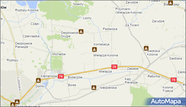 mapa Wielącza-Kolonia, Wielącza-Kolonia na mapie Targeo