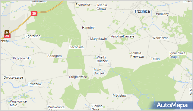 mapa Wielki Buczek gmina Rychtal, Wielki Buczek gmina Rychtal na mapie Targeo