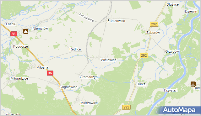 mapa Wielowieś gmina Ścinawa, Wielowieś gmina Ścinawa na mapie Targeo