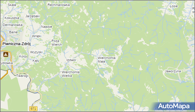 mapa Wierchomla Mała, Wierchomla Mała na mapie Targeo