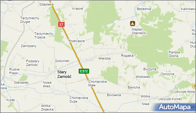 mapa Wierzba gmina Stary Zamość, Wierzba gmina Stary Zamość na mapie Targeo