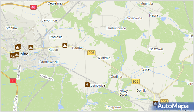 mapa Wierzbie gmina Koszęcin, Wierzbie gmina Koszęcin na mapie Targeo