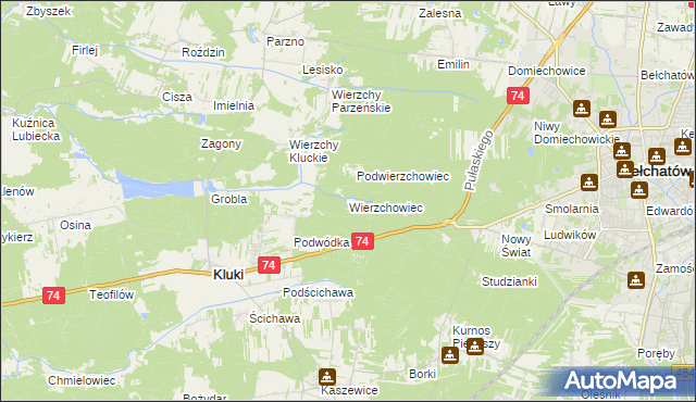 mapa Wierzchowiec, Wierzchowiec na mapie Targeo