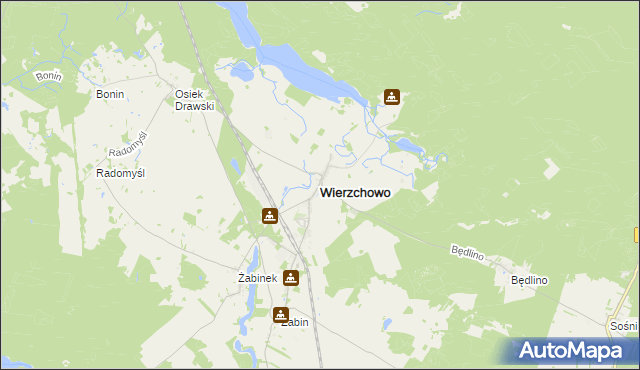 mapa Wierzchowo powiat drawski, Wierzchowo powiat drawski na mapie Targeo