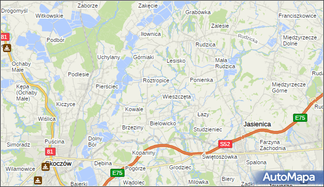 mapa Wieszczęta, Wieszczęta na mapie Targeo