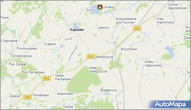 mapa Wieszczyce gmina Kęsowo, Wieszczyce gmina Kęsowo na mapie Targeo