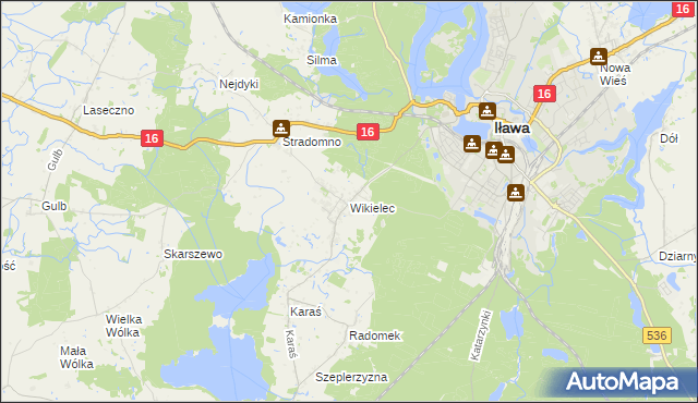 mapa Wikielec gmina Iława, Wikielec gmina Iława na mapie Targeo