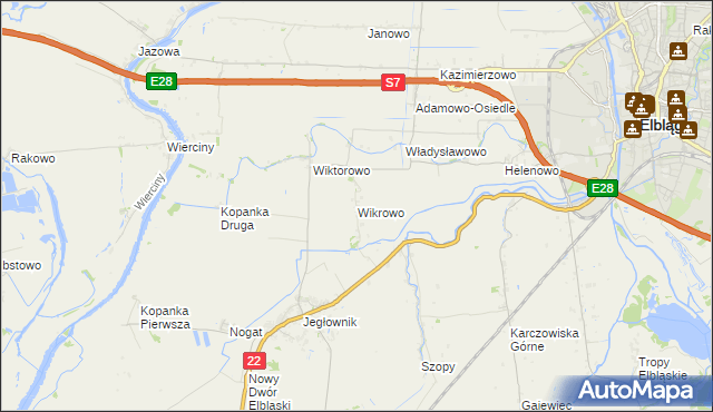 mapa Wikrowo gmina Gronowo Elbląskie, Wikrowo gmina Gronowo Elbląskie na mapie Targeo