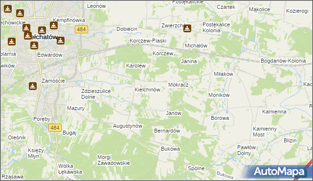 mapa Wiktorów gmina Bełchatów, Wiktorów gmina Bełchatów na mapie Targeo