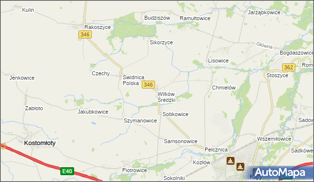 mapa Wilków Średzki, Wilków Średzki na mapie Targeo