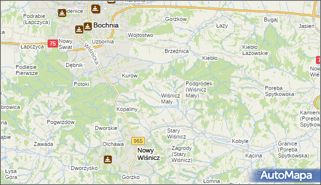 mapa Wiśnicz Mały, Wiśnicz Mały na mapie Targeo