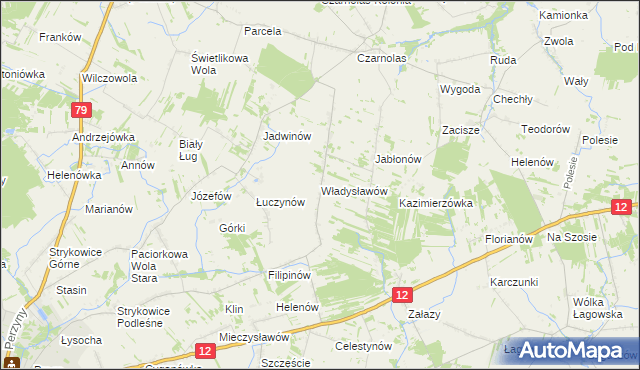 mapa Władysławów gmina Policzna, Władysławów gmina Policzna na mapie Targeo