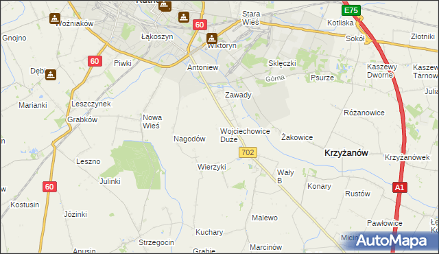 mapa Wojciechowice Duże, Wojciechowice Duże na mapie Targeo