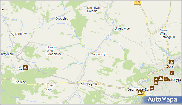 mapa Wojcieszyn gmina Pielgrzymka, Wojcieszyn gmina Pielgrzymka na mapie Targeo