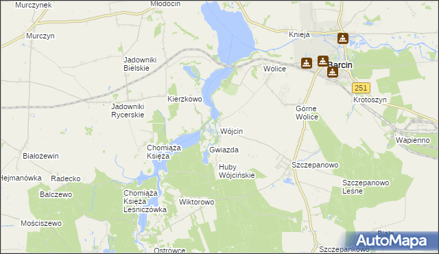 mapa Wójcin gmina Żnin, Wójcin gmina Żnin na mapie Targeo