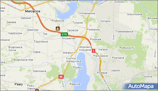 mapa Wojkowice Kościelne, Wojkowice Kościelne na mapie Targeo